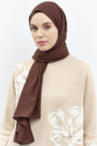 Puan Kare Desen Viskon Şal - Kahve TUGBA
