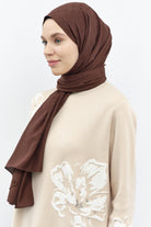 Puan Kare Desen Viskon Şal - Kahve TUGBA
