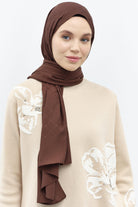 Puan Kare Desen Viskon Şal - Kahve TUGBA