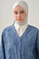 Punto Çiçek Desenli Kimono - İndigo TUGBA