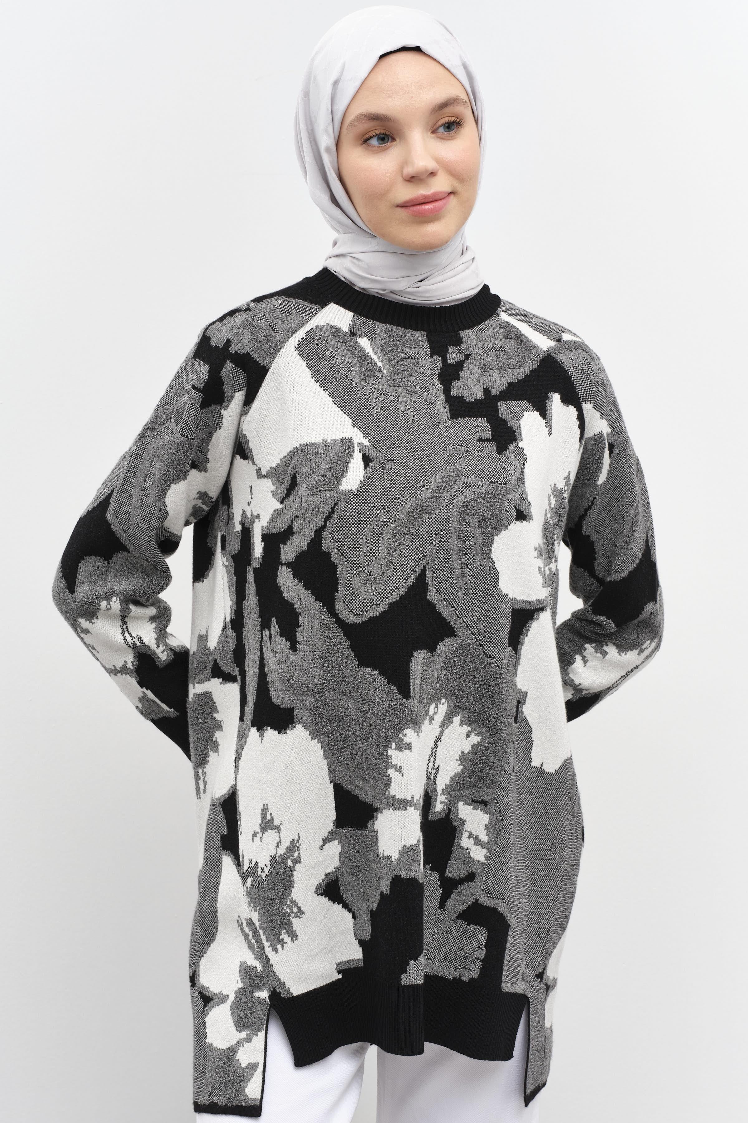 Reglan Kollu Triko Tunik - Siyah TUGBA