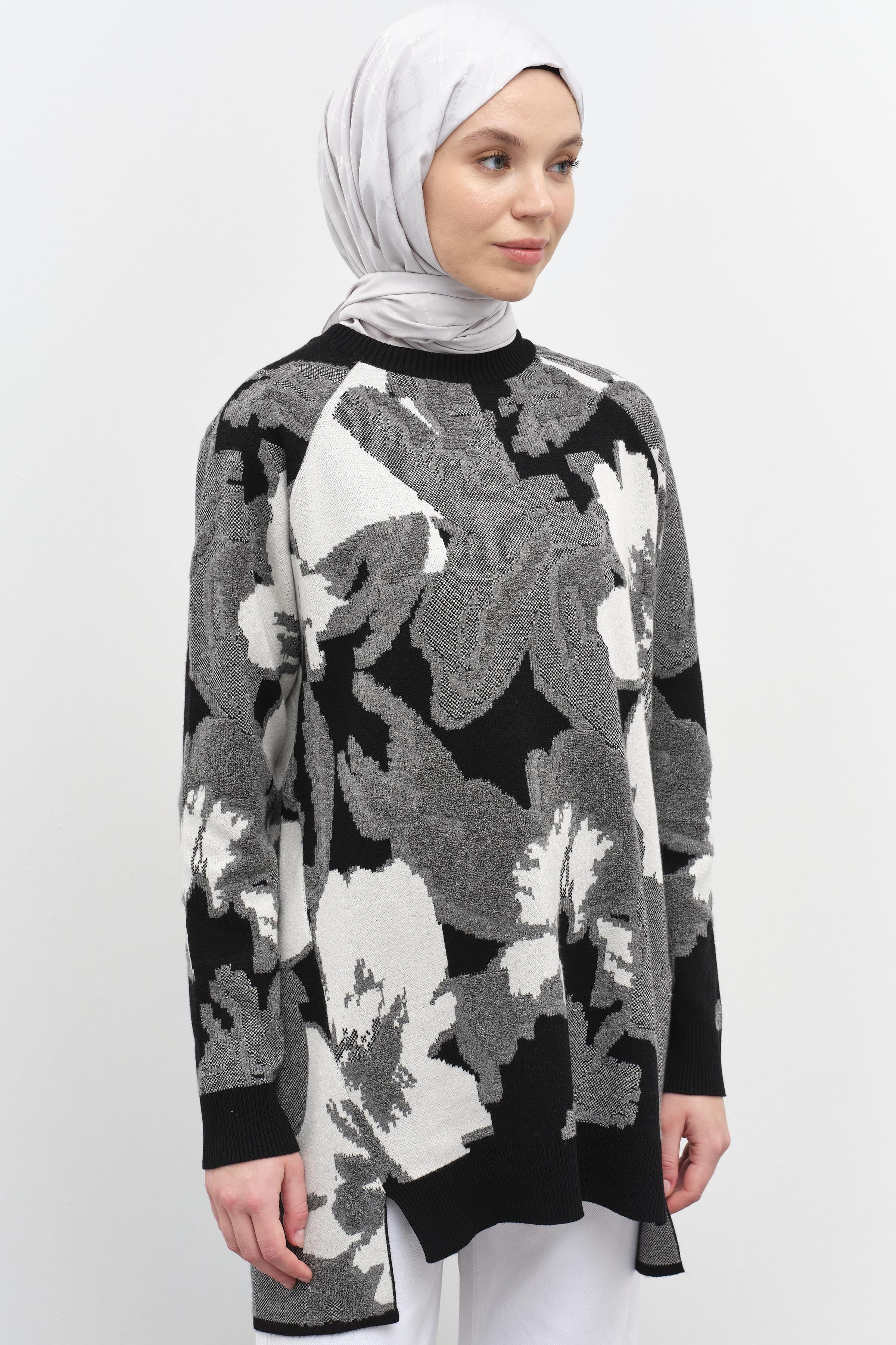 Reglan Kollu Triko Tunik - Siyah TUGBA