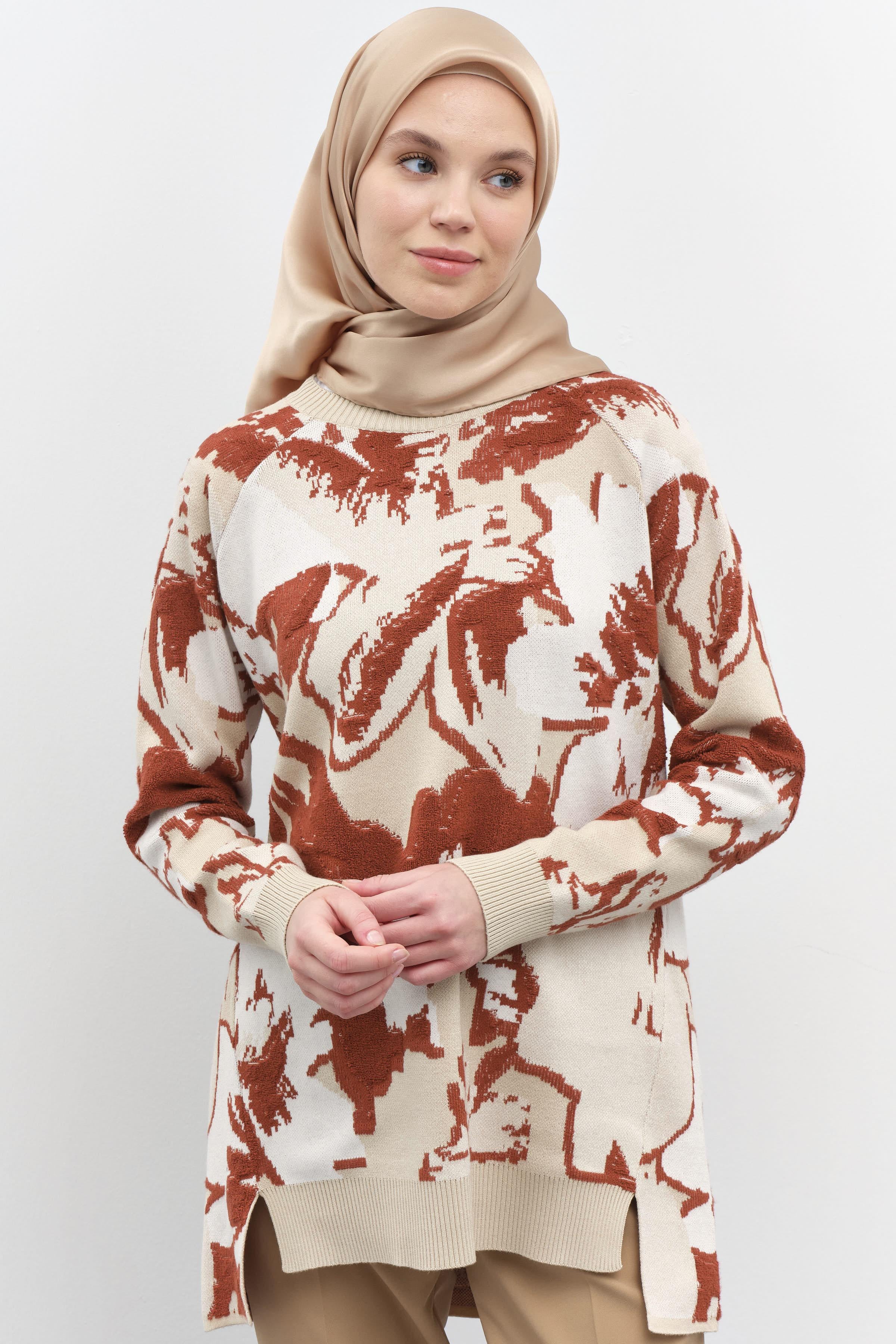 Reglan Kollu Triko Tunik - Turuncu TUGBA