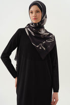 Ribana Desenli Triko Elbise - Siyah TUGBA