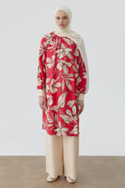 Ribanalı Çiçek Desenli Tunik - Mercan TUGBA