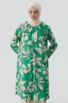 Ribanalı Çiçek Desenli Tunik - Yeşil TUGBA