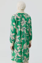 Ribanalı Çiçek Desenli Tunik - Yeşil TUGBA