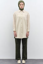 Rivet Detaylı Kanvas Pantolon - Haki TUGBA