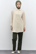 Rivet Detaylı Kanvas Pantolon - Haki TUGBA