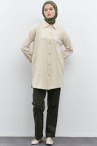 Rivet Detaylı Kanvas Pantolon - Haki TUGBA