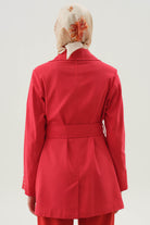 Rivet Detaylı Kemerli Ceket - Kırmızı TUGBA