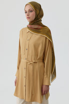 Roba Detaylı Kemerli Tunik - Safran TUGBA