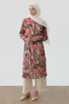 Robalı Çiçek Desenli Tunik - Pembe TUGBA