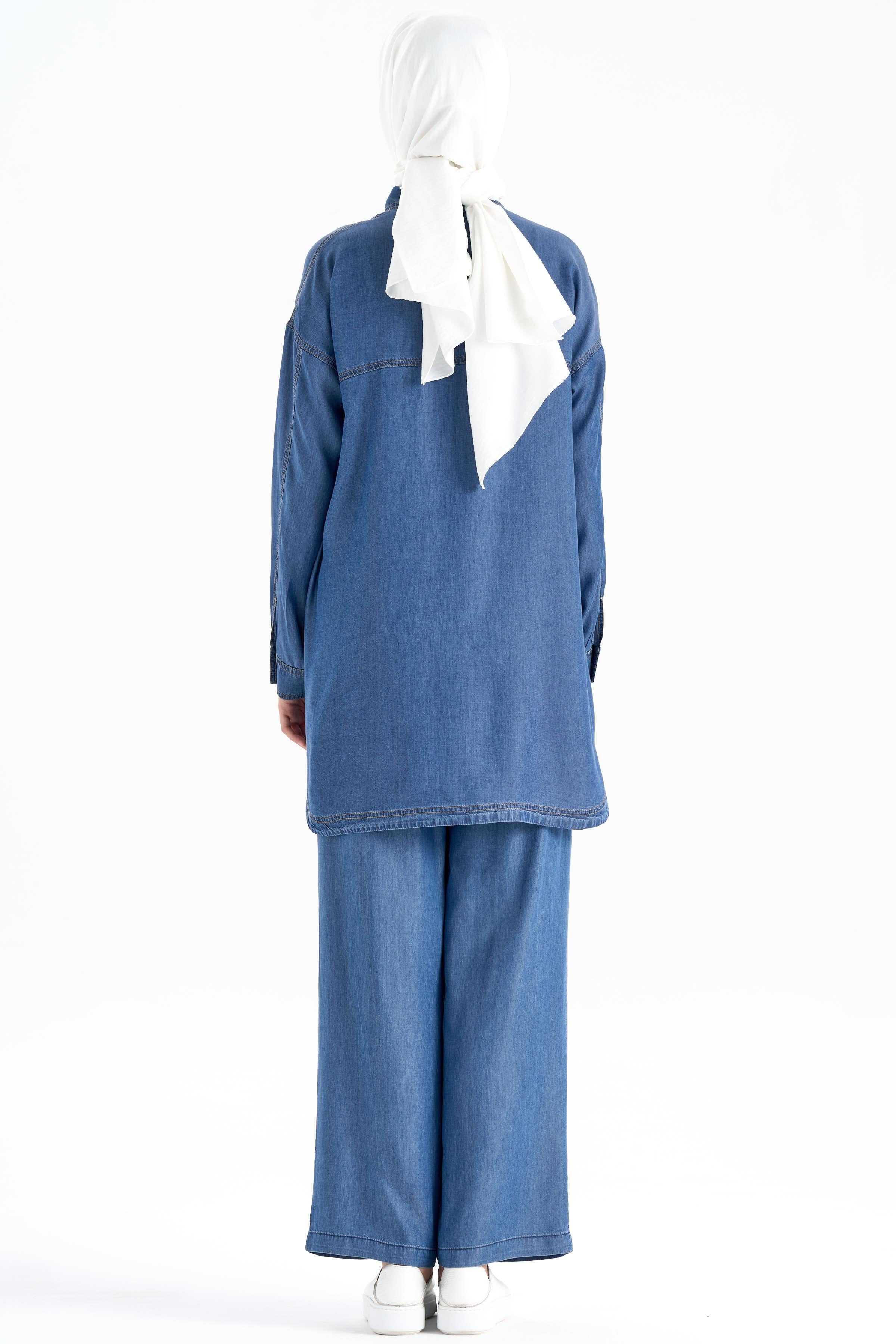 Robalı Denim Tunik - Lacivert TUGBA