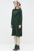 Robalı Volan Detaylı Tunik - Zümrüt TUGBA