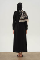 Rüzgarlık Detaylı Kuşaklı Ferace - Siyah TUGBA