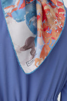 Şakayık Çiçeği Desenli Eşarp - Mavi TUGBA