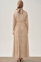 Şal Desenli Cepli Etek - Bej TUGBA