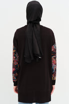 Şal Desenli Garnili Tunik - Siyah TUGBA
