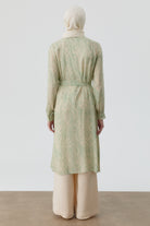 Şal Desenli Kuşaklı Tunik - Mint TUGBA