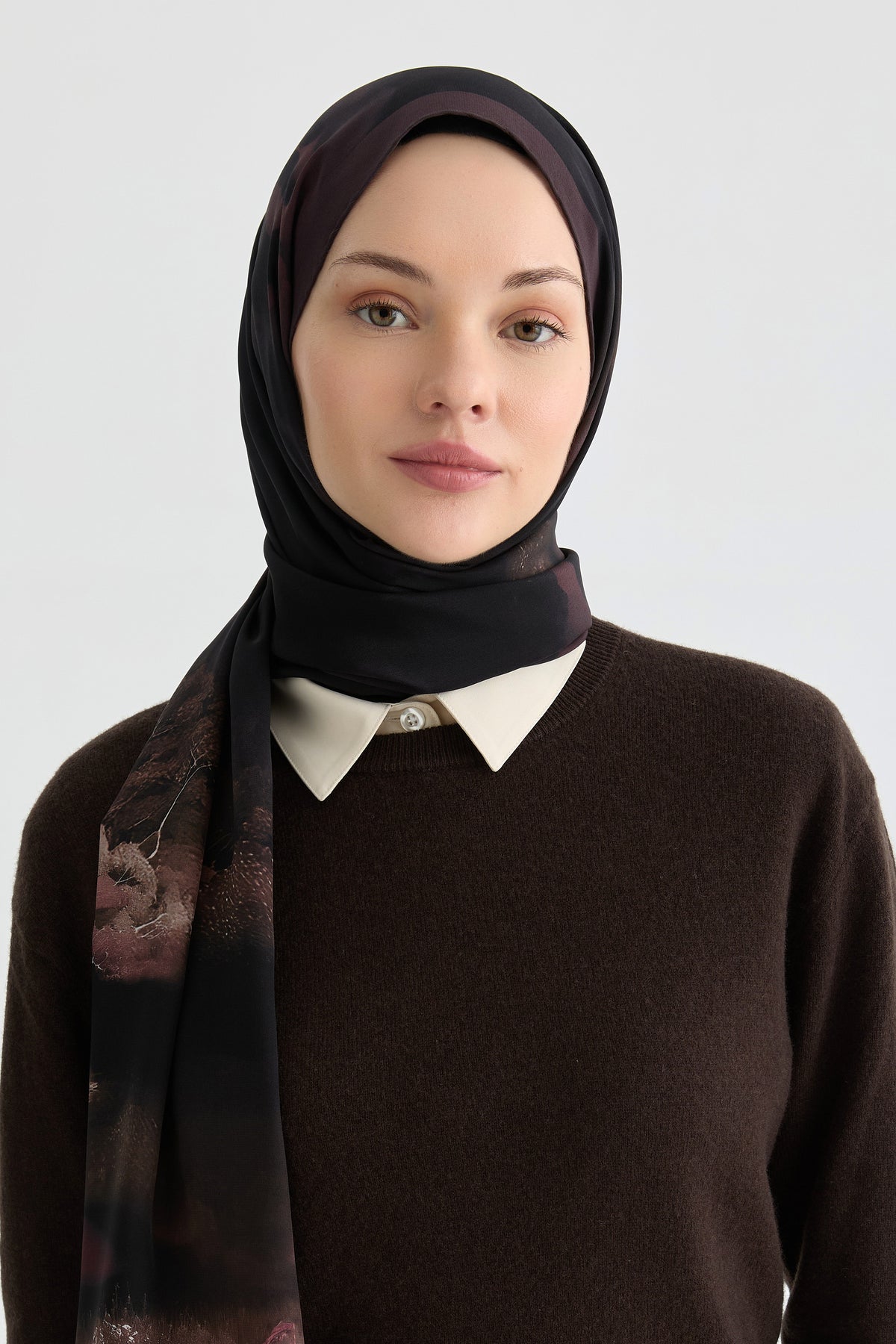 Maren Krep İpek Şal - Mürdüm TUGBA