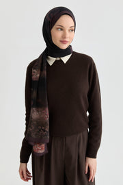 Maren Krep İpek Şal - Mürdüm TUGBA