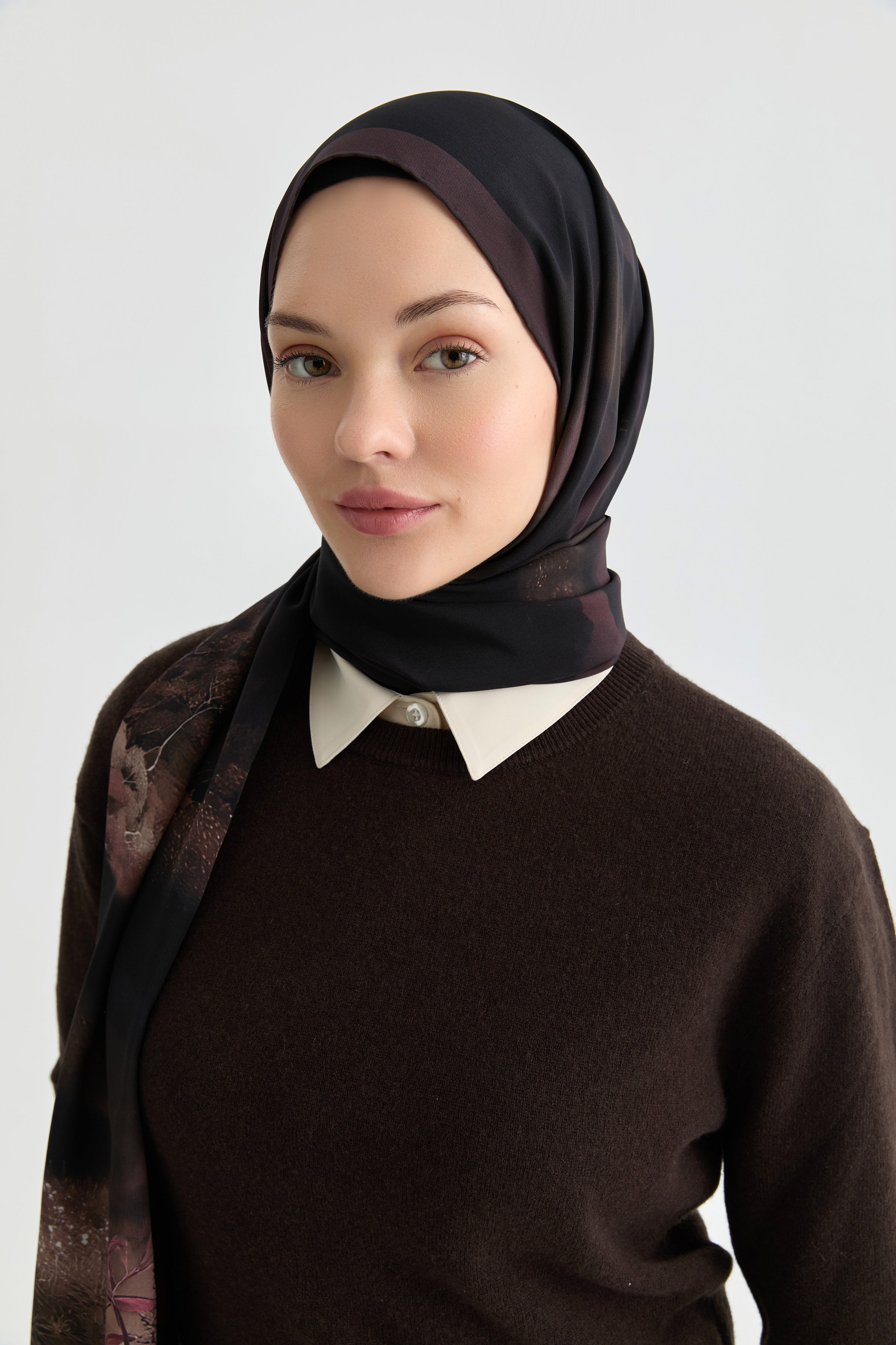 Maren Krep İpek Şal - Mürdüm TUGBA