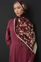 Sebu Krep İpek Şal - Bordo TUGBA