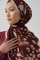 Sebu Krep İpek Şal - Bordo TUGBA