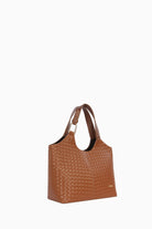 Hasır Örgü Desenli Çanta - Taba TUGBA