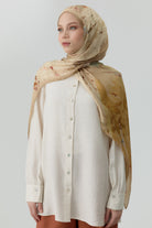 Sıfır Yaka Manşetli Gömlek - Bej TUGBA