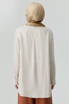 Sıfır Yaka Manşetli Gömlek - Bej TUGBA