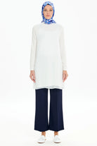 Şifon Garnili Penye Tunik - Ekru TUGBA