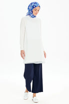 Şifon Garnili Penye Tunik - Ekru TUGBA