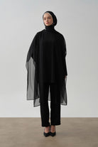 Şifon Kombinli Tunik - Siyah TUGBA