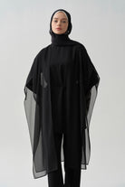 Şifon Kombinli Tunik - Siyah TUGBA