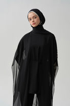 Şifon Kombinli Tunik - Siyah TUGBA