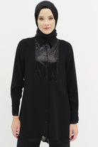 Şifon Ve Payet Garnili Tunik - Siyah TUGBA
