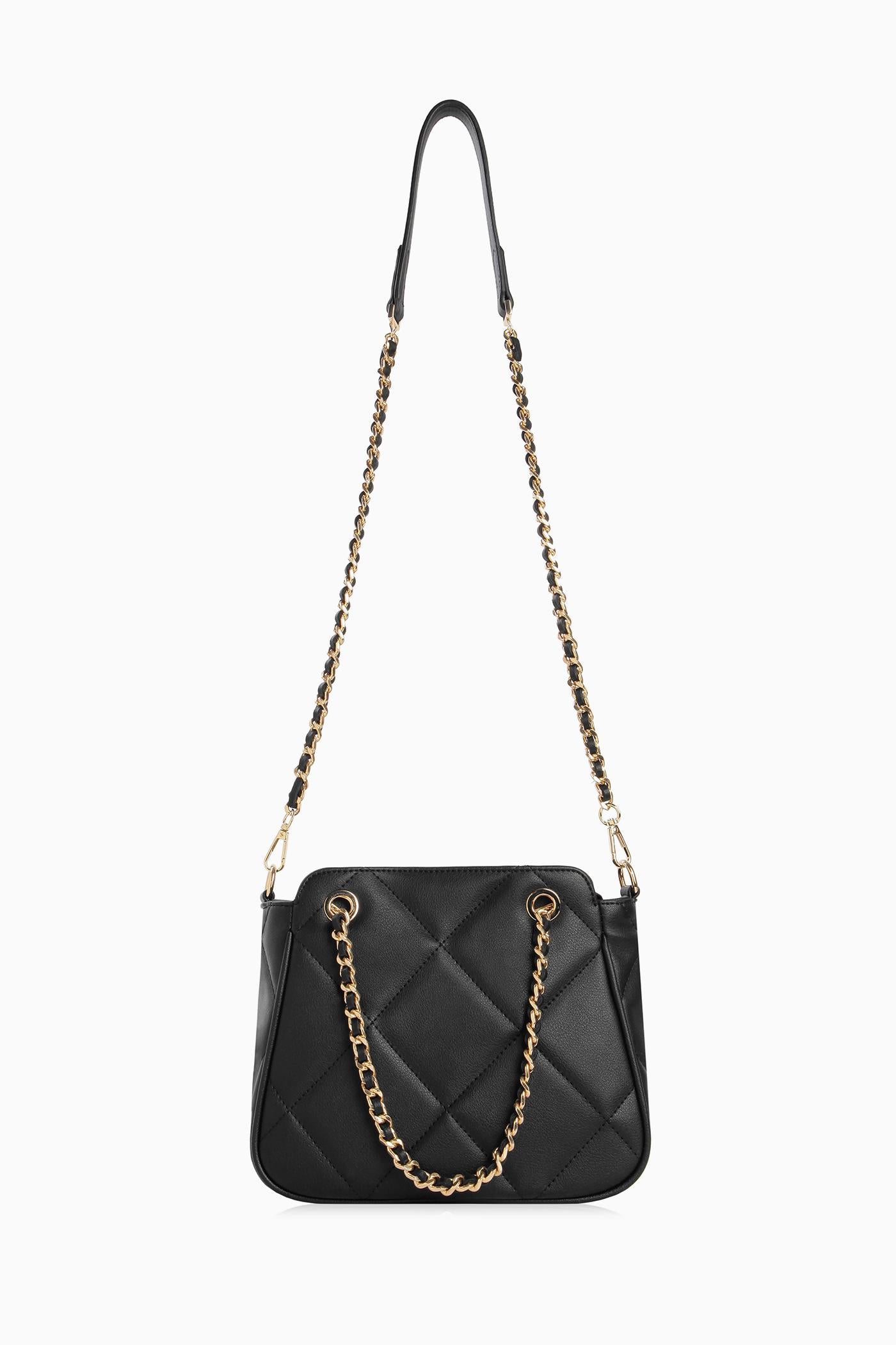 Zincir Kulplu Satchel Çanta - Siyah TUGBA