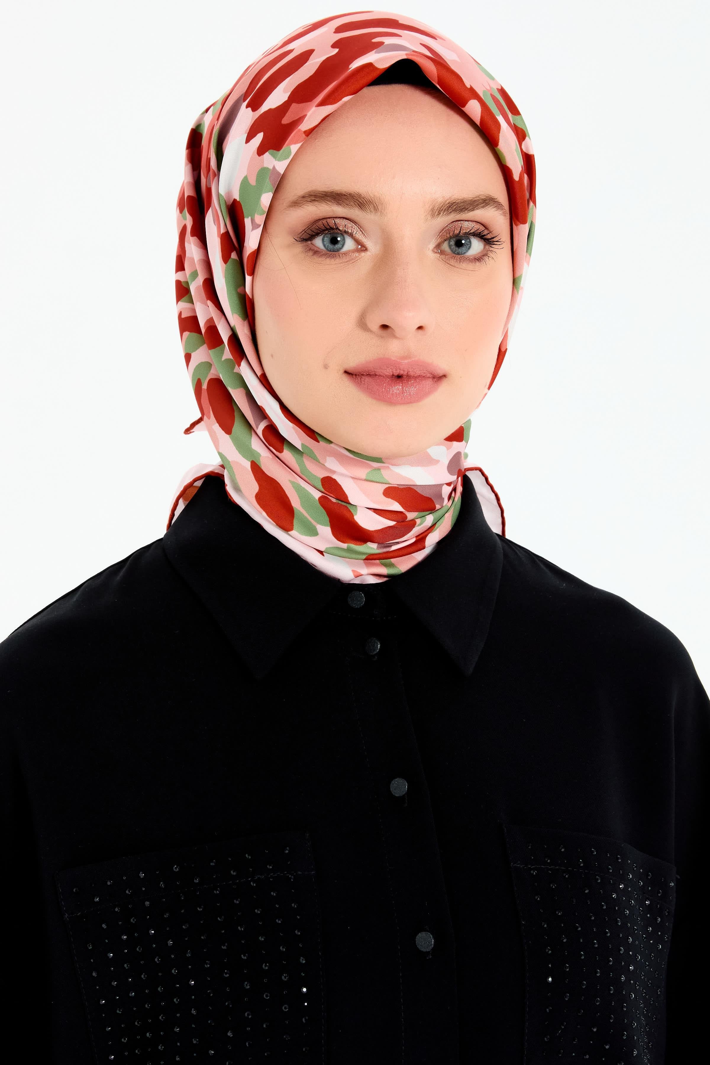 Soyut Desen Stil Eşarp - Oranj TUGBA