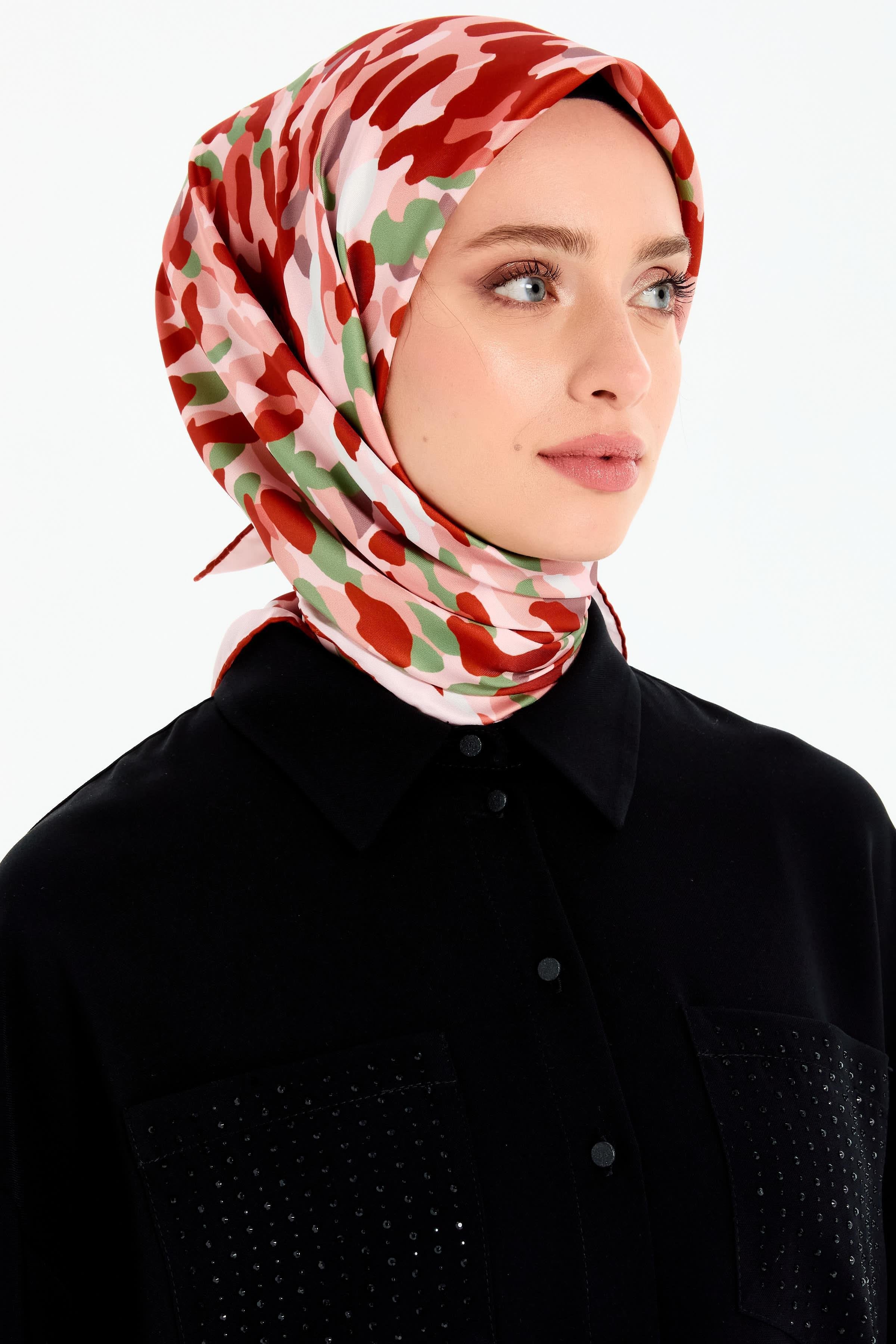 Soyut Desen Stil Eşarp - Oranj TUGBA