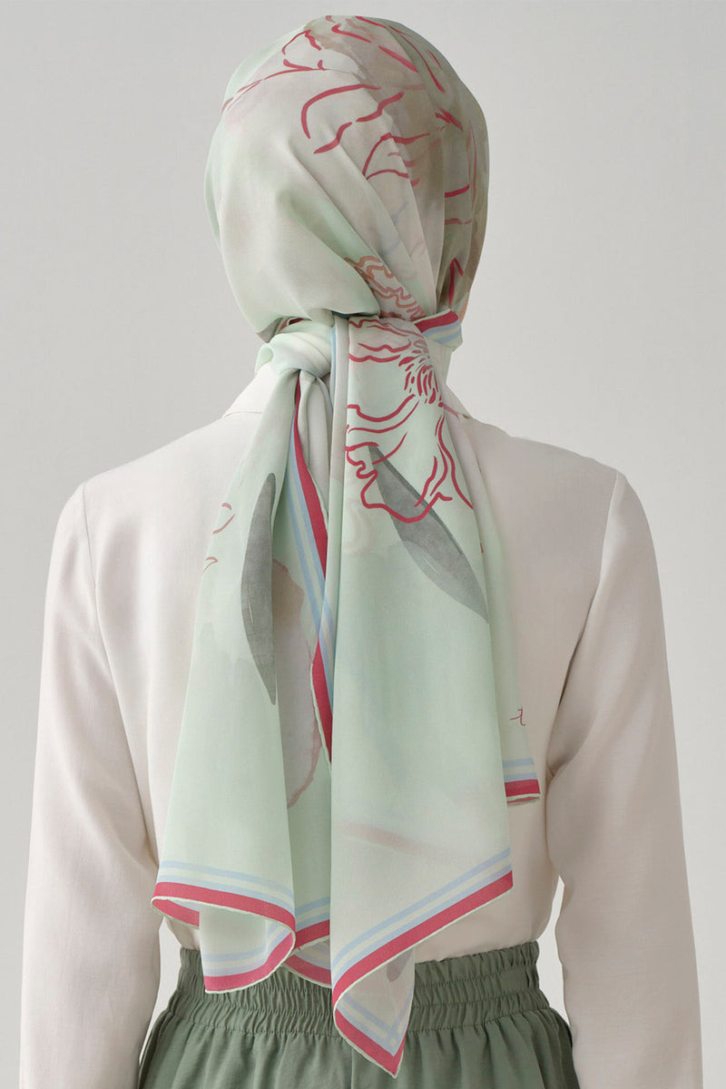 Sükun Krep İpek Şal - Aqua TUGBA