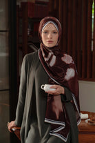 Sükun Krep İpek Şal - Bordo TUGBA