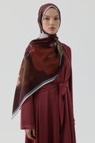 Sükun Krep İpek Şal - Bordo TUGBA