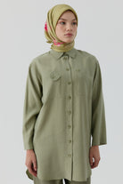 Süregan Twill İpek Eşarp - Yeşil TUGBA