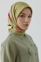 Süregan Twill İpek Eşarp - Yeşil TUGBA