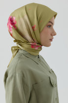 Süregan Twill İpek Eşarp - Yeşil TUGBA