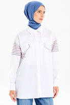 Süs Cep Kapaklı Garnili Gömlek - Beyaz TUGBA