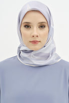 T Logolu Twill İpek Eşarp - Açık Mavi TUGBA