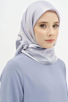 T Logolu Twill İpek Eşarp - Açık Mavi TUGBA